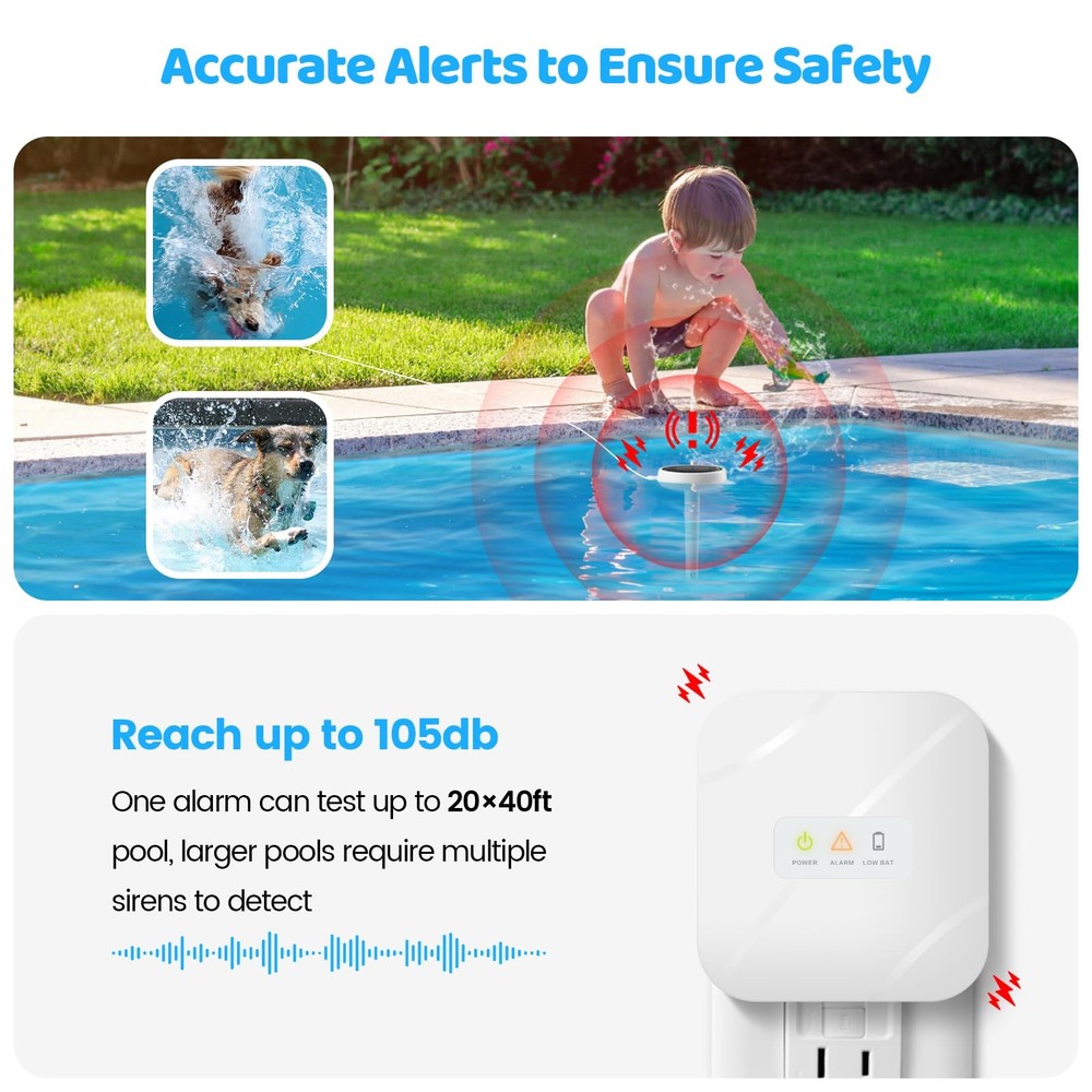 Pool Alarm Briidea Solar Wave Alarm with Optimal Sensitivity Deployment Combi...