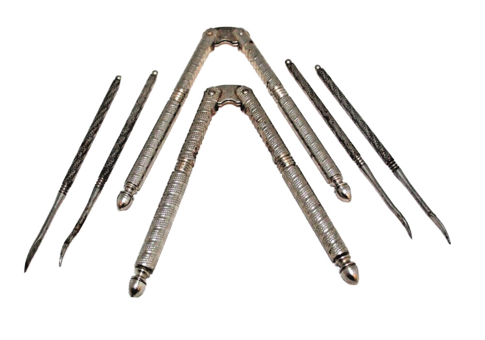 HMQ Nutcracker Jointed Tools Lot of 2 Squeeze Tools and Four Picks Nice Set