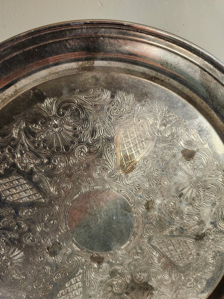 12" Round Silverplated Tray • No Makers Mark