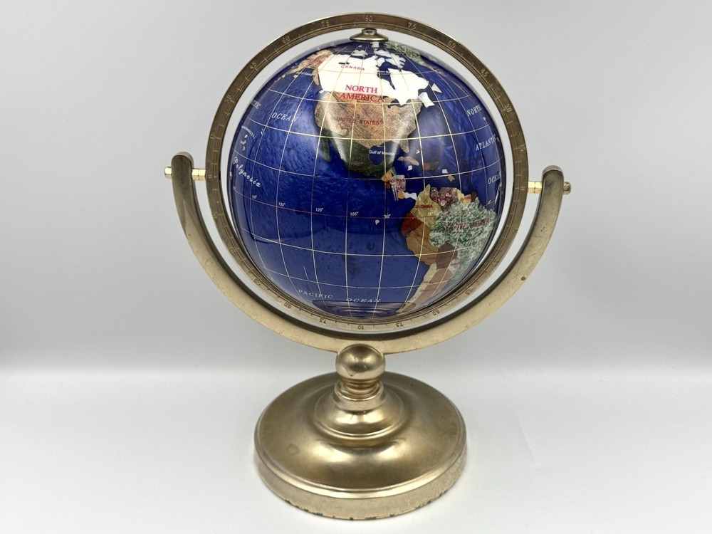 Antique Vintage Gemstone World Table Top Globe