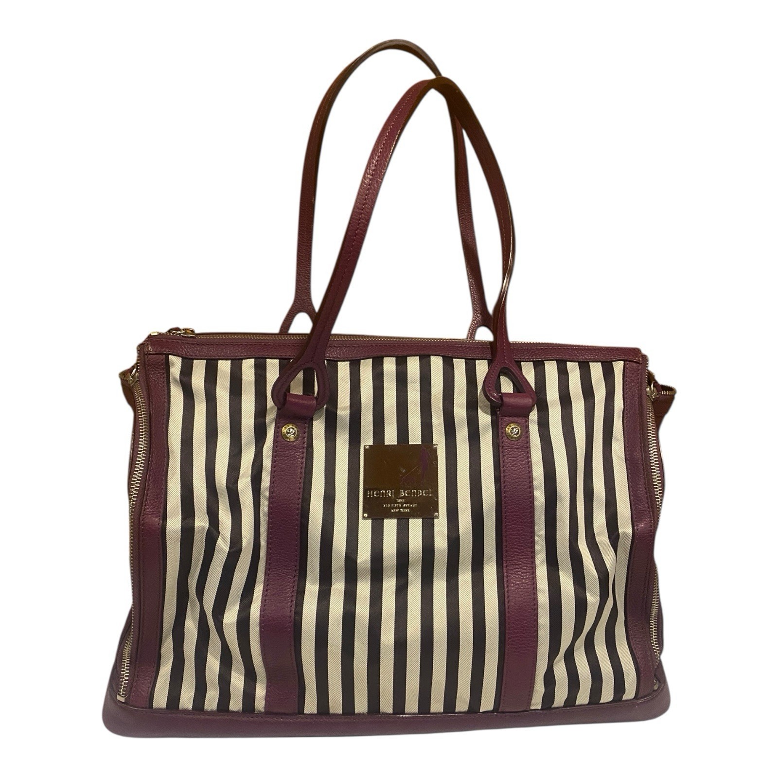 Henri Bendel Iconic Stripe Pet Carrier Dog Bag 5th Ave NY Travel Designer RARE!
