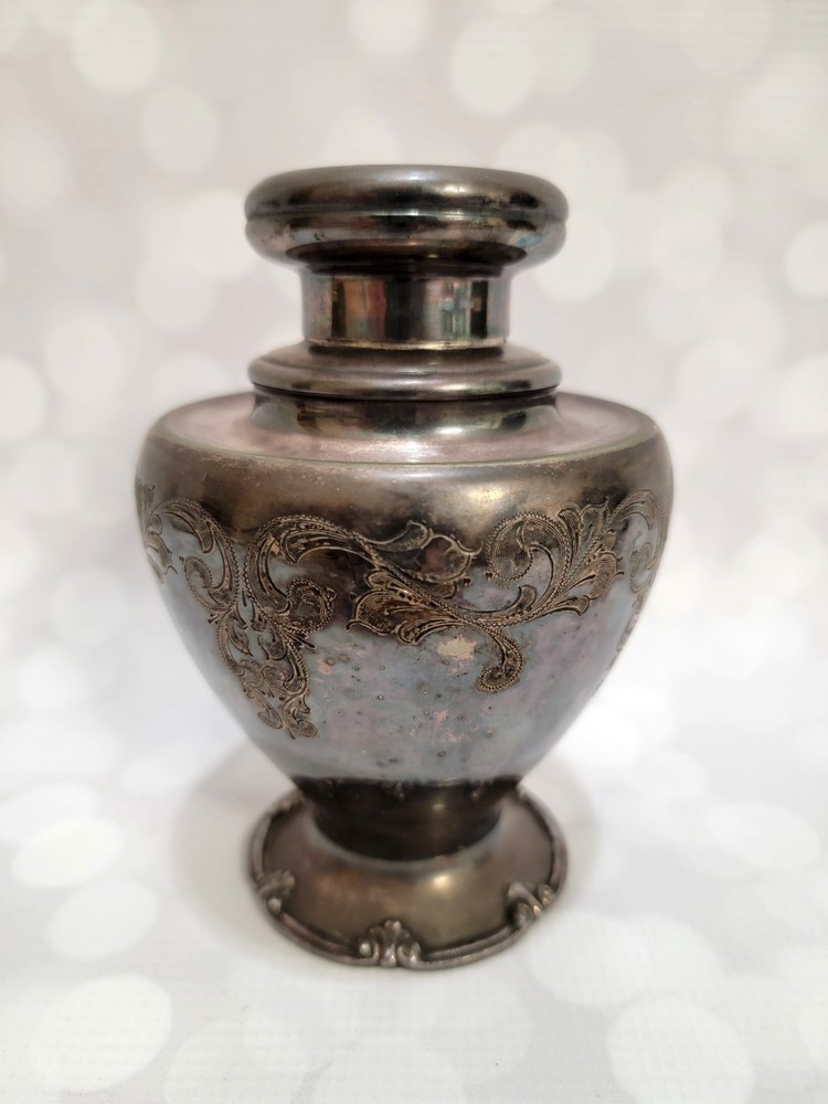 Antique Sheffield Silverplate Tea Caddy Etched Pattern