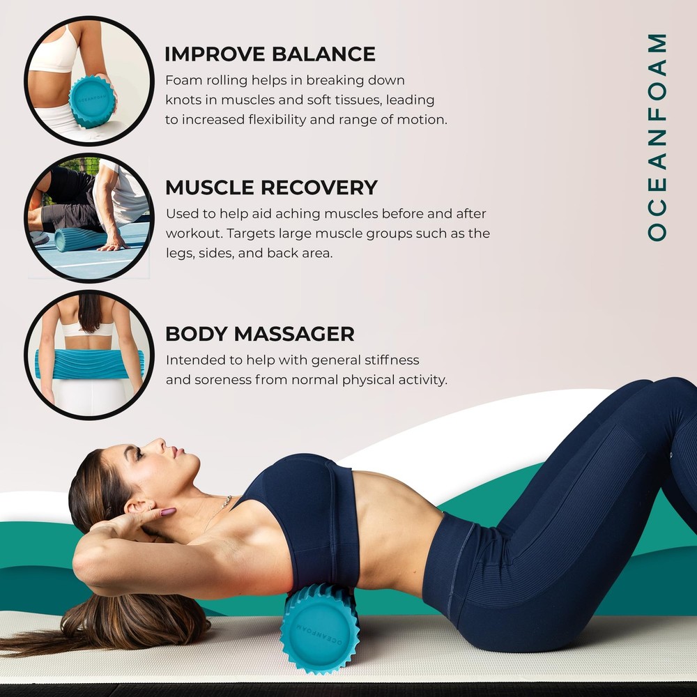 Soft Tidal Roller (Miami Blue) - Low Density Foam Roller for Physical Therapy...