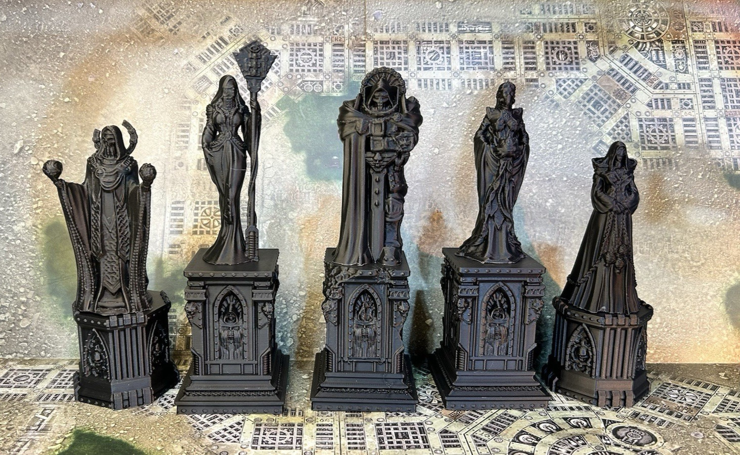 Tabletop Terrain -Statues & Statue Ruins- Warhammer 40K/AOS Compatible - 10 Pcs