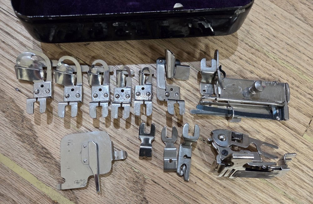 White Sewing Machine Attachments And Case