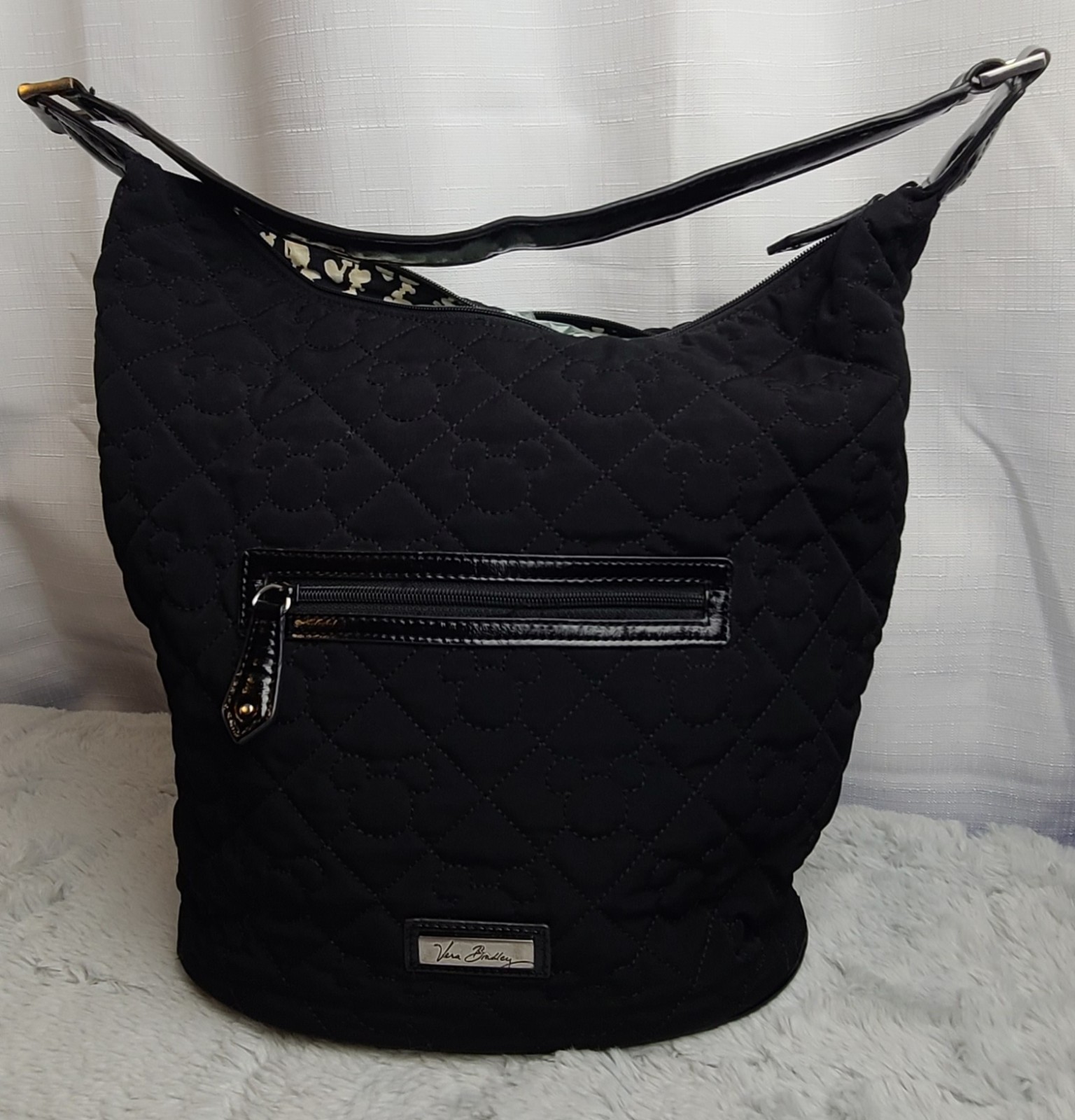Vera Bradley Disneys Mickey Mouse Black Quilted Bucket Bag/Tote, Retired