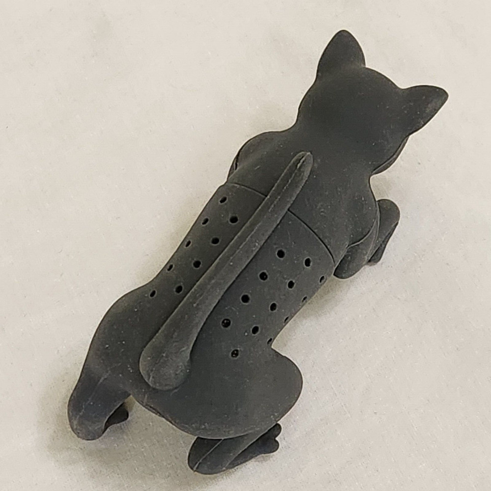 Tea Infuser Gray Cat Reusable Silicone Strainer Filter Leaf Spice 4" -K