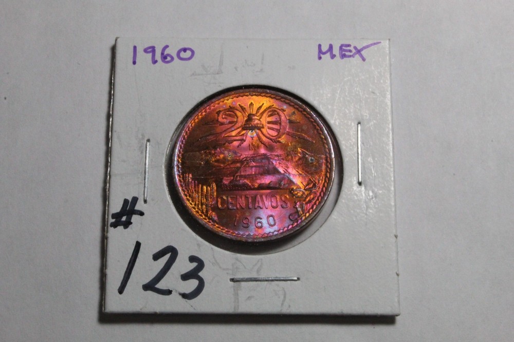 1960 Mexico 20 Centavos Crazy Tone #123