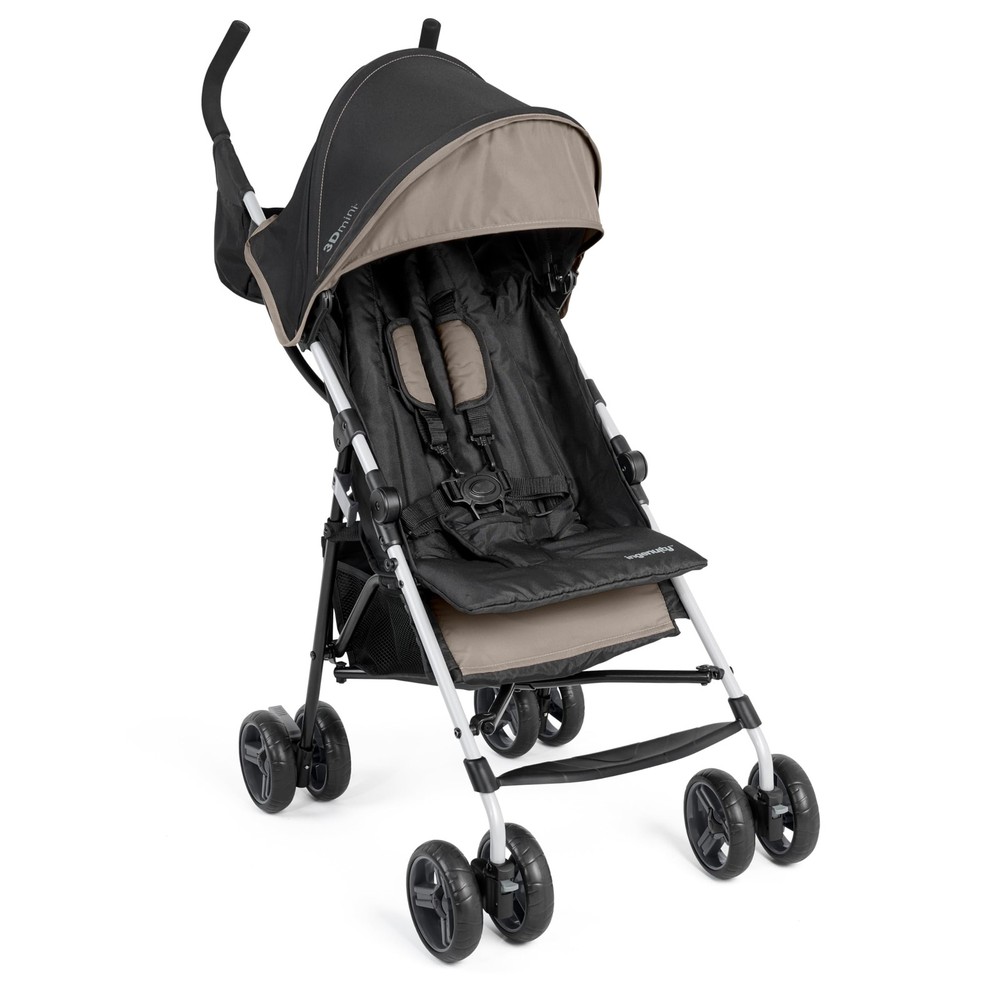 Stroller with Compact Fold Canopy Slate Grey Lightweight Ingenuity Mini Recline
