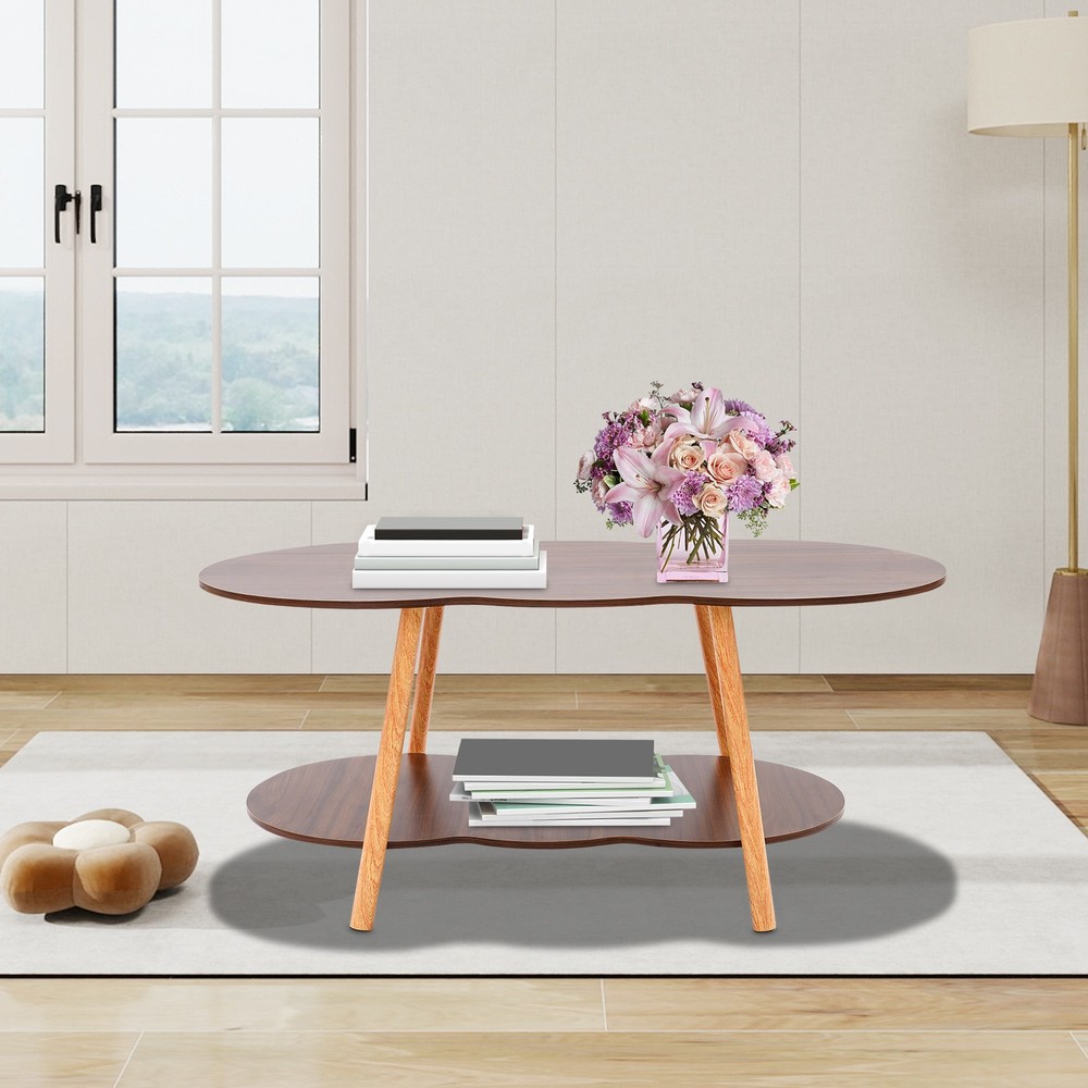 2 Tier Cloud-shaped Sofa Table Modern Coffee Table End Table for Home Office