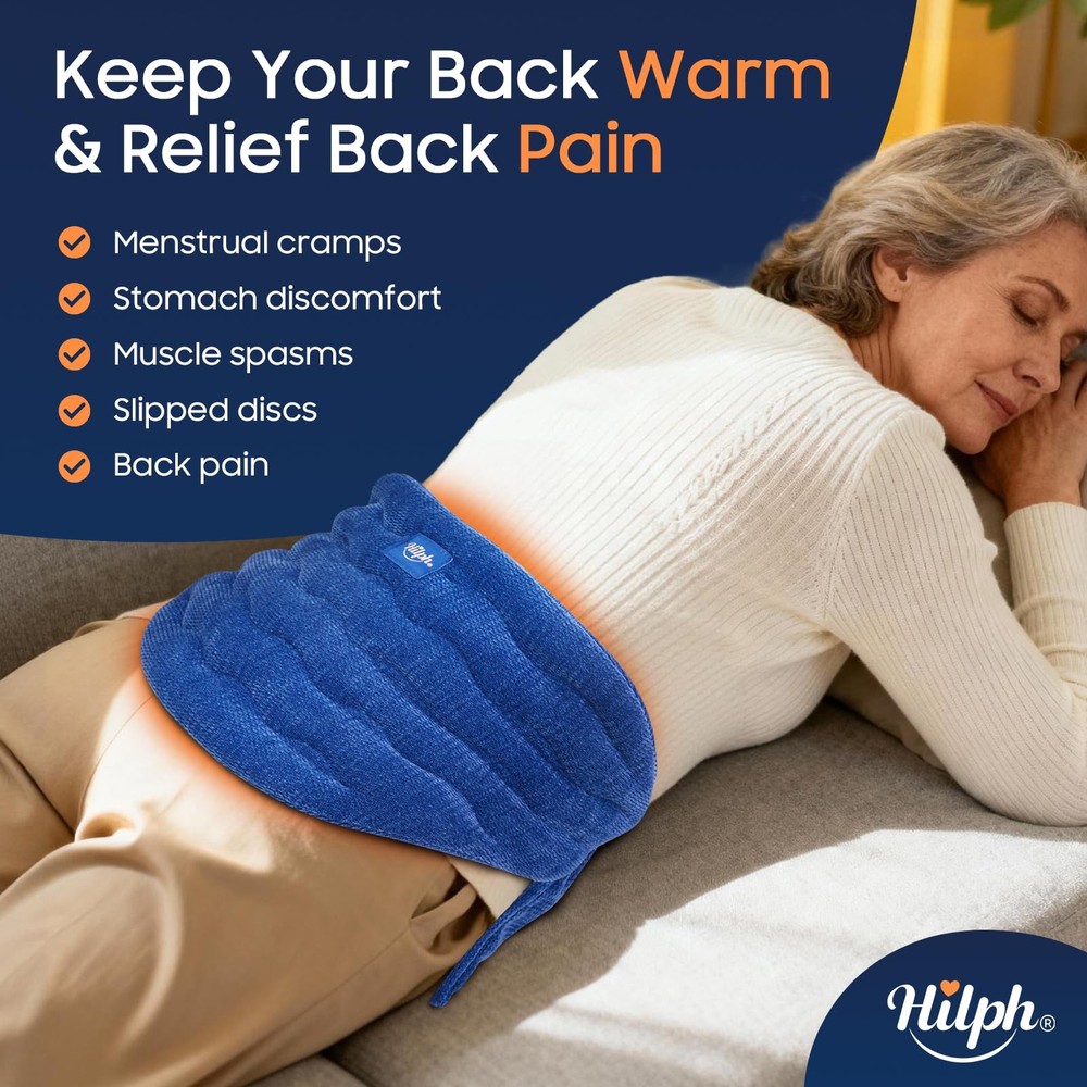 Hilph Heating Pad for Back Microwavable, Extra Large Large, Blue