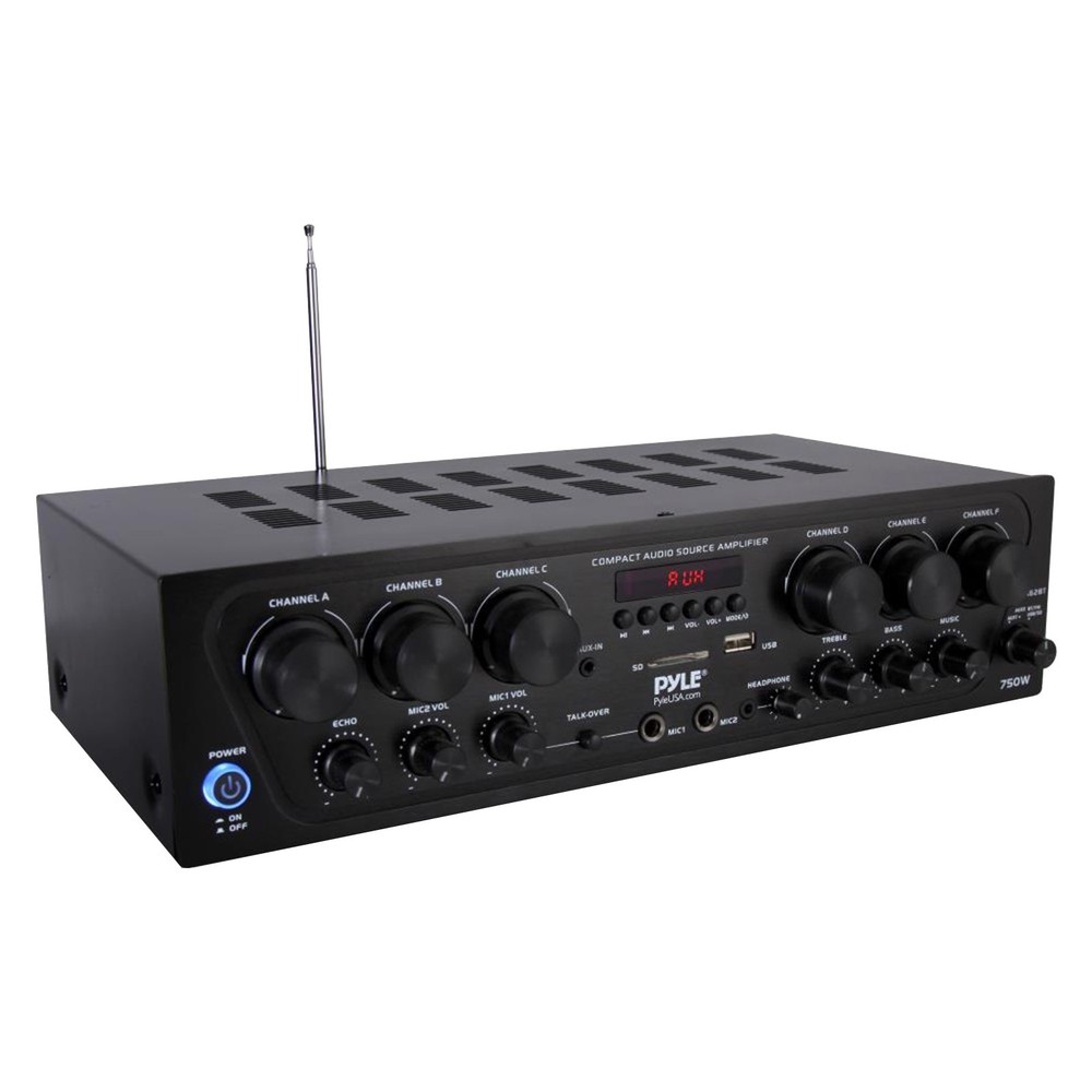 Pyle PTA62BT Bluetooth Receiver Bundle w/ 12x 8" Full Range Stereo Speaker, Wire