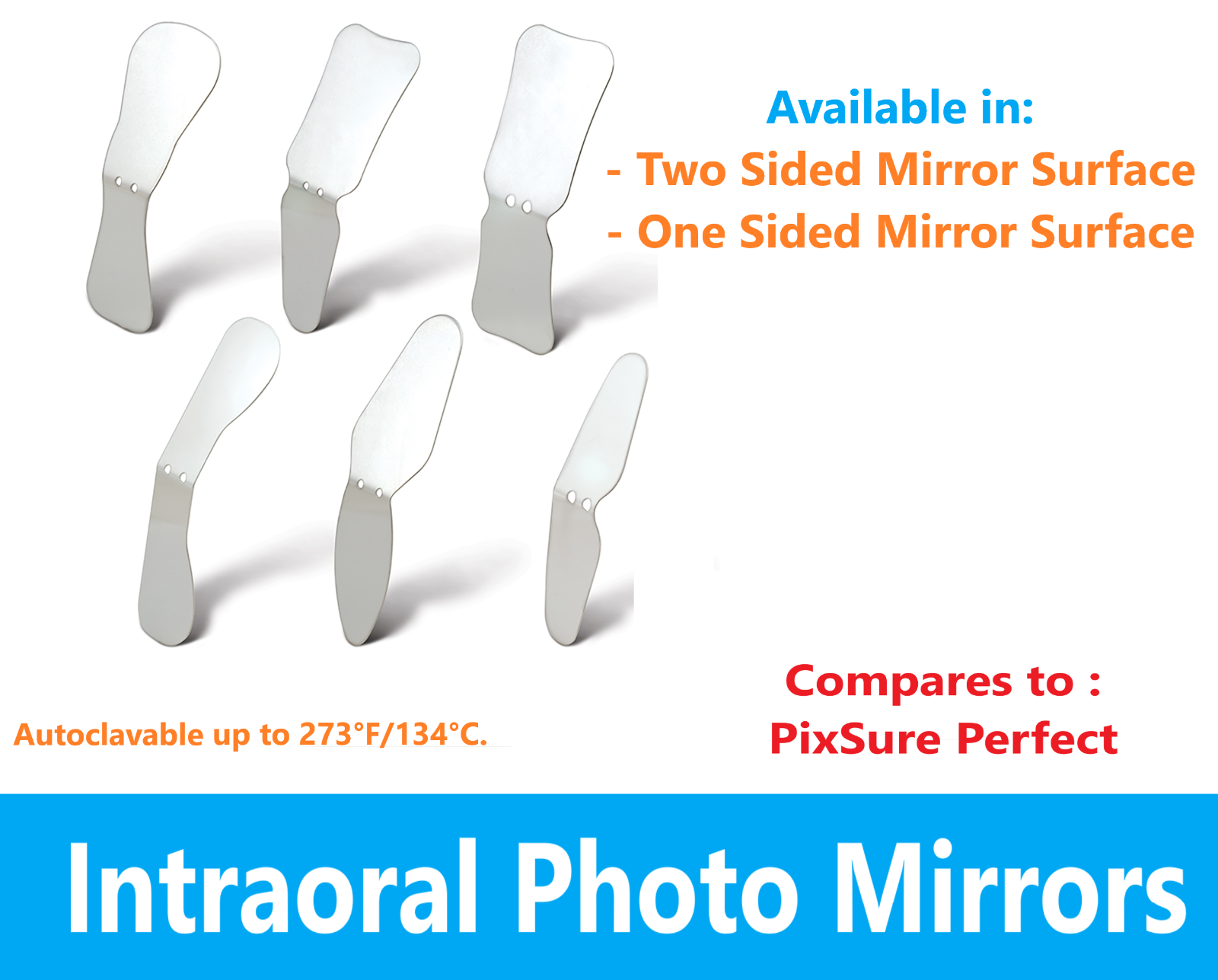 Dental Orthodontic Intraoral Photo Mirrors Buccal, Occlusal, Two or One Mirror