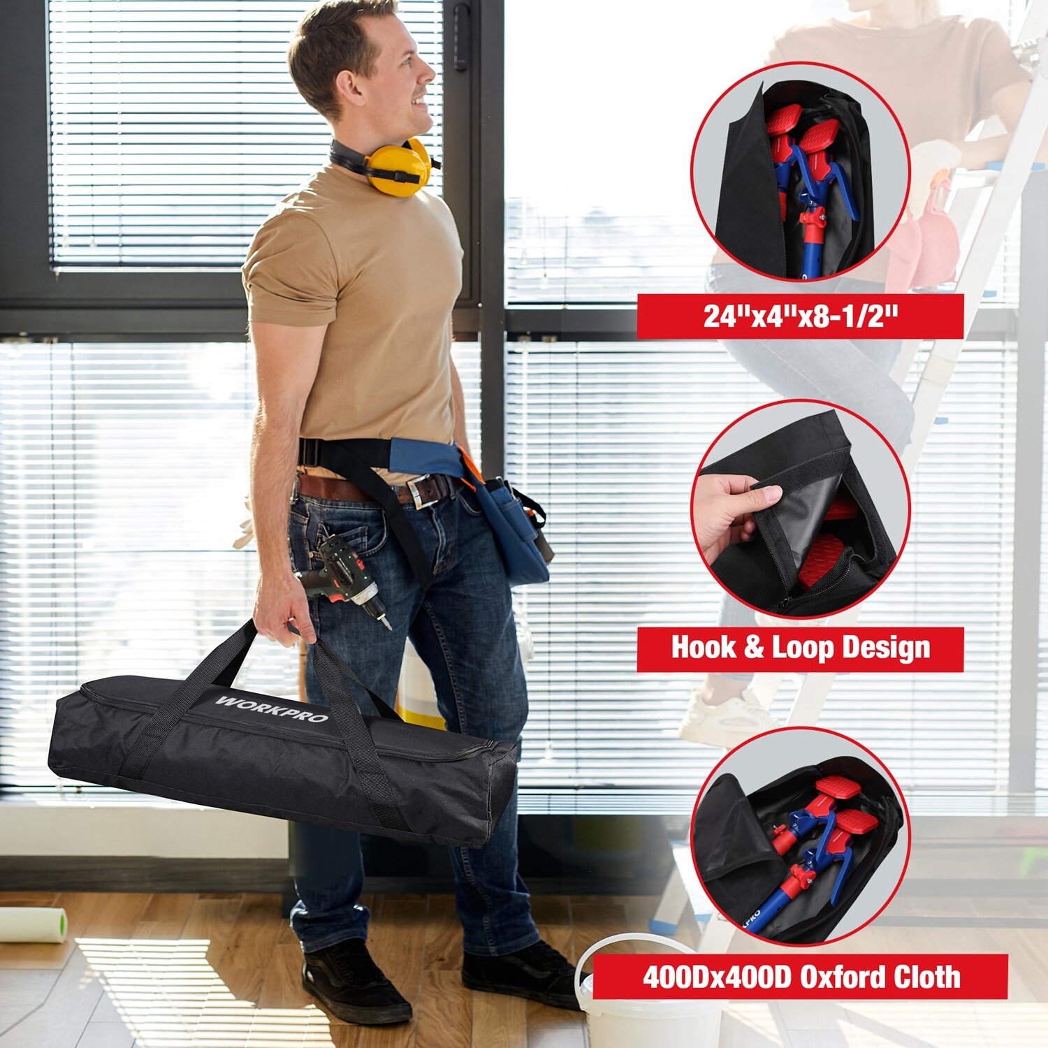 WORKPRO 2PK Cabinet Jack Support Pole Telescopic Quick Support Rod 18.5-29.5INCH