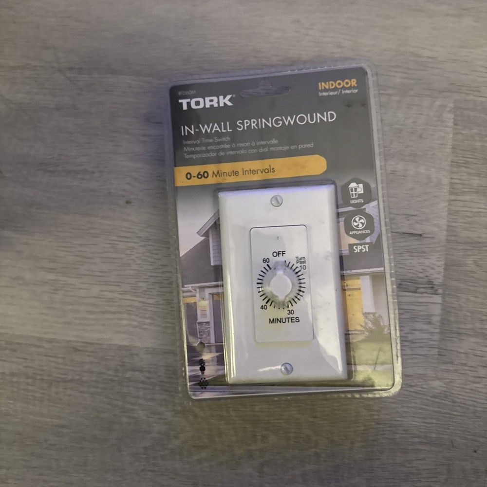 Tork In-Wall Springwound Interval Timer Switch RFD60M Indoor White Faceplate