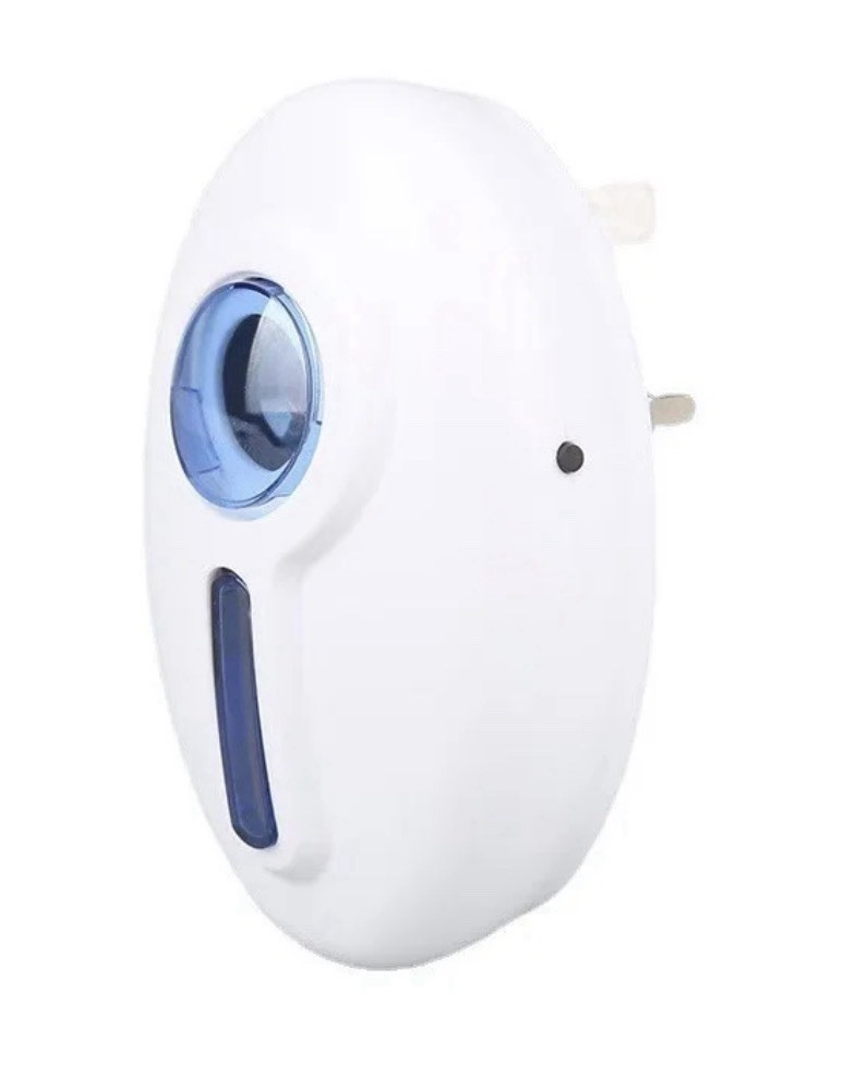 Wireless Plug-In Lighted Doorbell Receiver & Button, Plastic, White/Blue