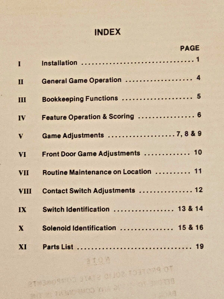 STERN ELECTRONICS STINGRAY PINBALL OPERATION MANUAL