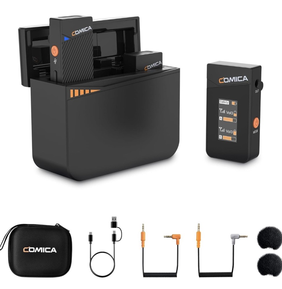 COMICA Vimo C3 Dual-Channel Wireless Lavalier Microphone System W/ Charging Case