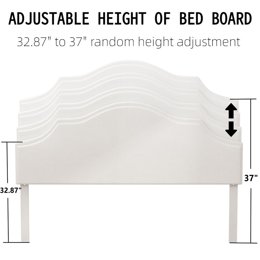 King Size Bed Frame Upholstered Platform Bed with Adjustable Headboard,Linen F