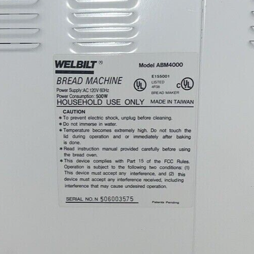 Electronic Control Panel for Welbilt Bread Machine Model ABM4000 only