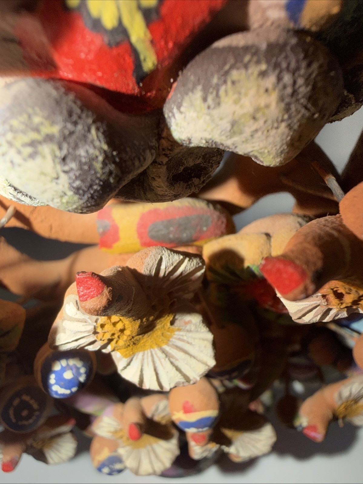 Mexican Clay TREE of LIFE Handmade Multi Color Folk Art Candelabra 12.5" Tall