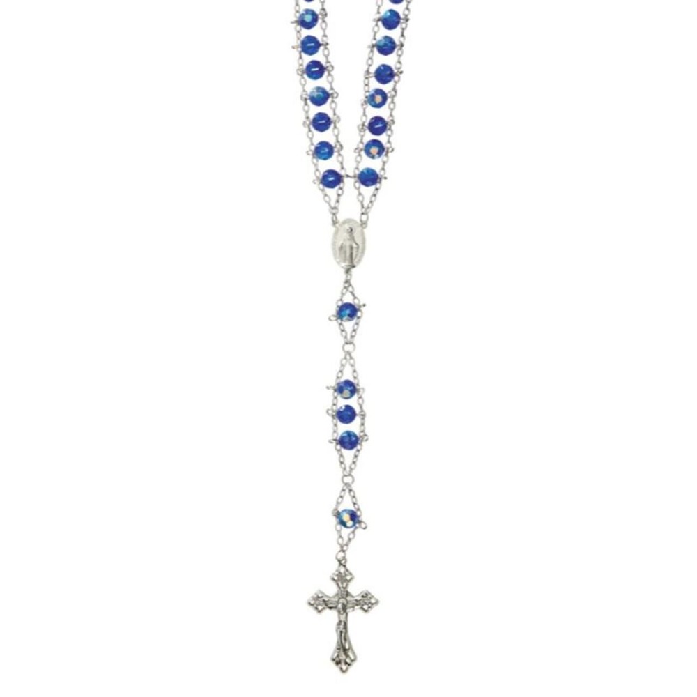 Sapphire Catholic Faceted Glass Ladder Rosary