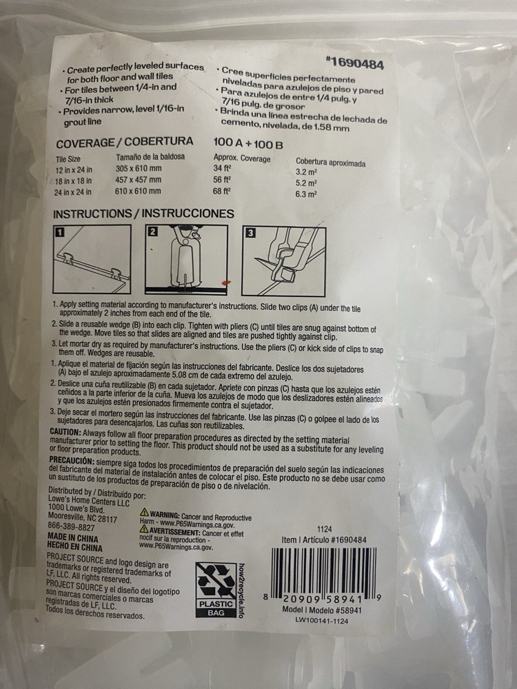 Project Source Tile Leveling System Flat A Clip 100 Pack White Plastic