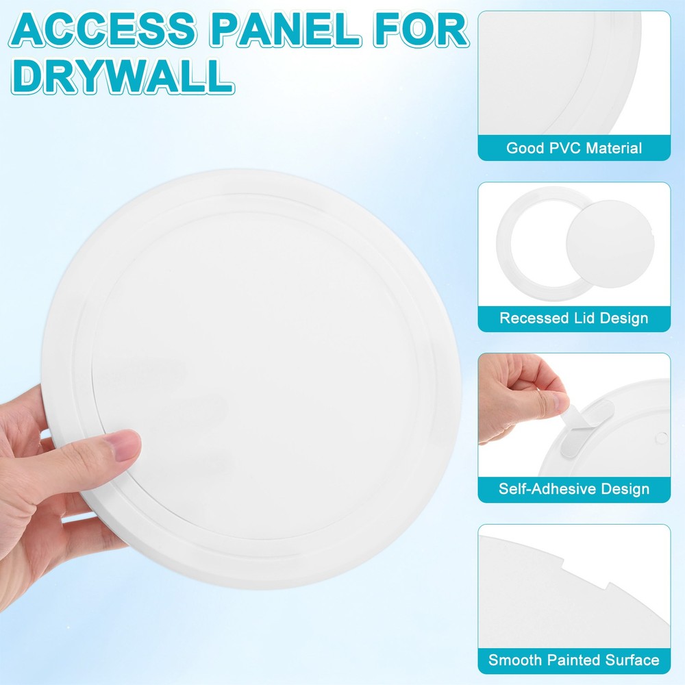 2-Pack Access Panel for Drywall, 6x6 Inch Round Plastic Removable [White]