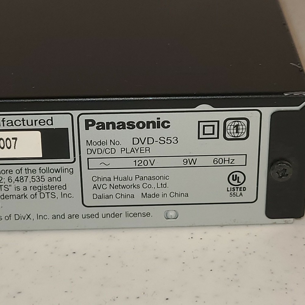 Panasonic DVD Player DVD-S53 Tested & WORKING No Remote Control