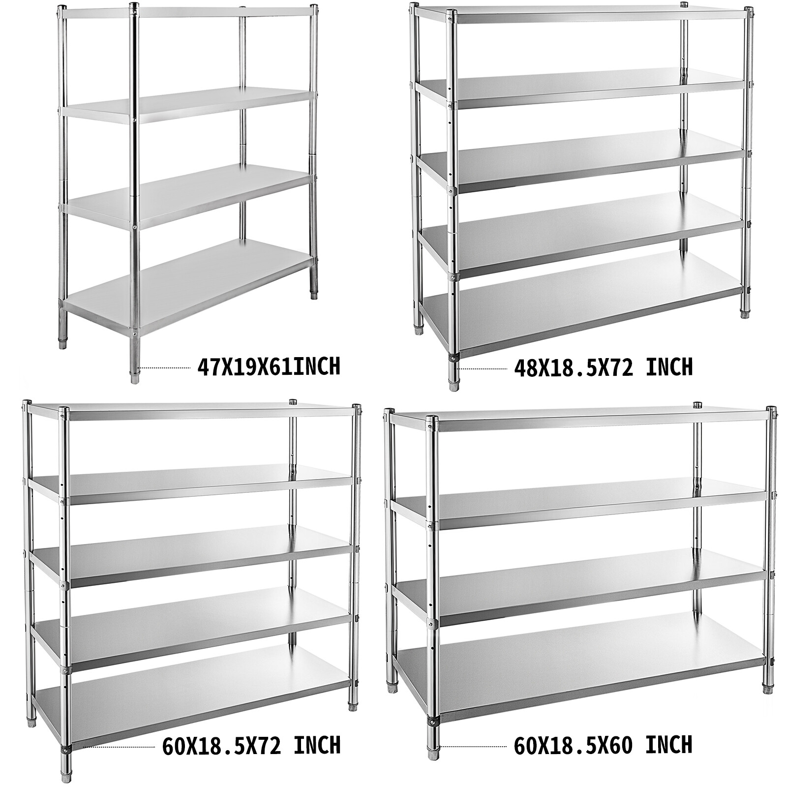 Kitchen Shelves Shelf Rack Stainless Steel Shelving and Organizer Units 4/5 Tier