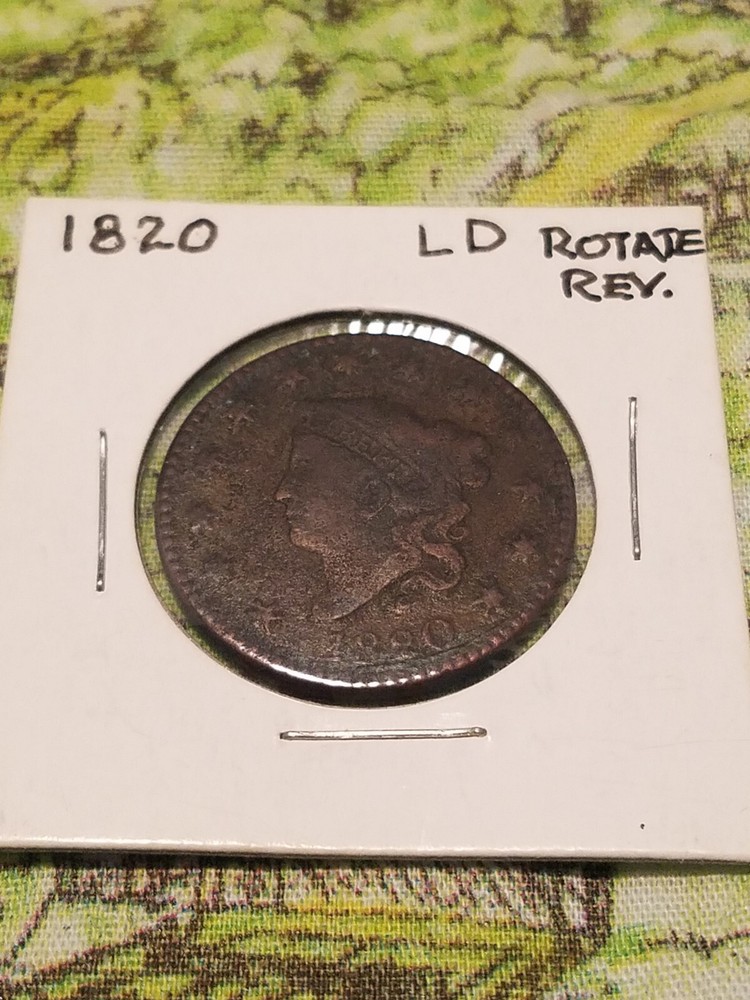 1820 Large Cent Large Date Rotated Reverse VG