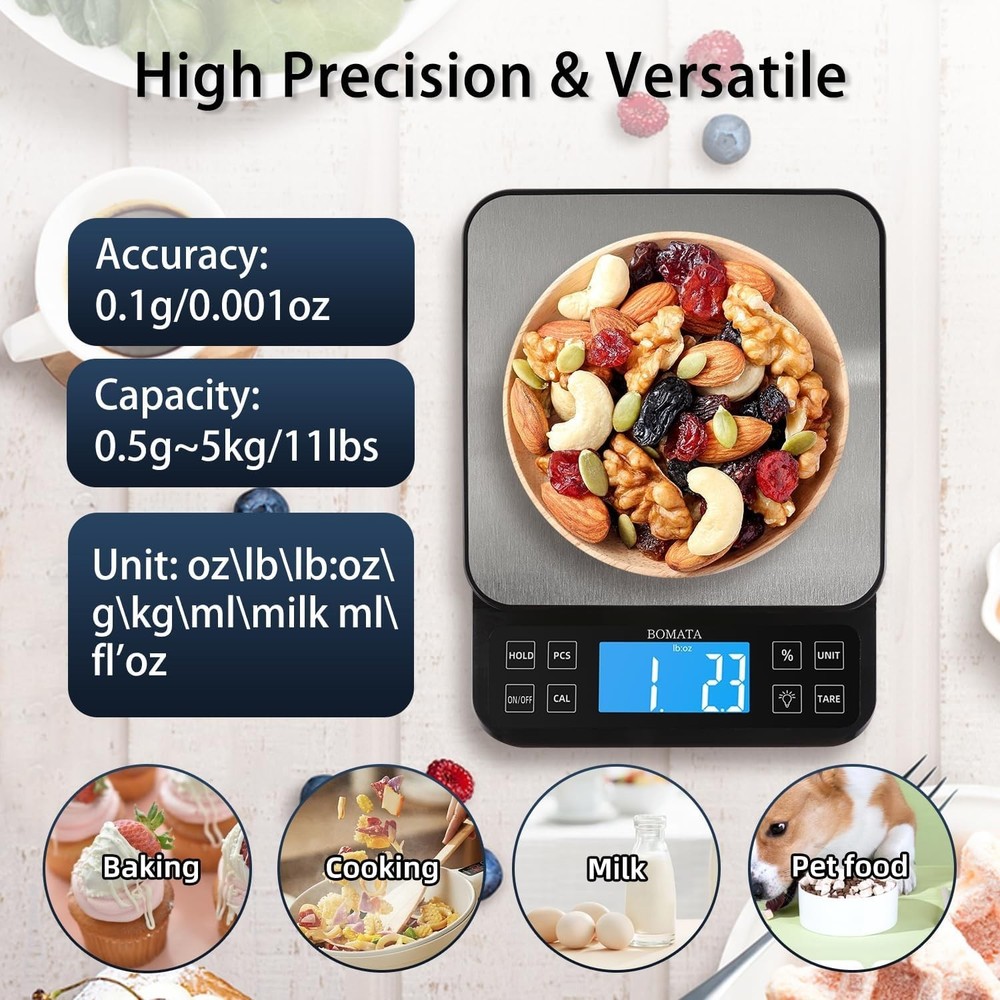 Bakery Scale, 5kg/11lb, % Percentage Function, LCD Backlight