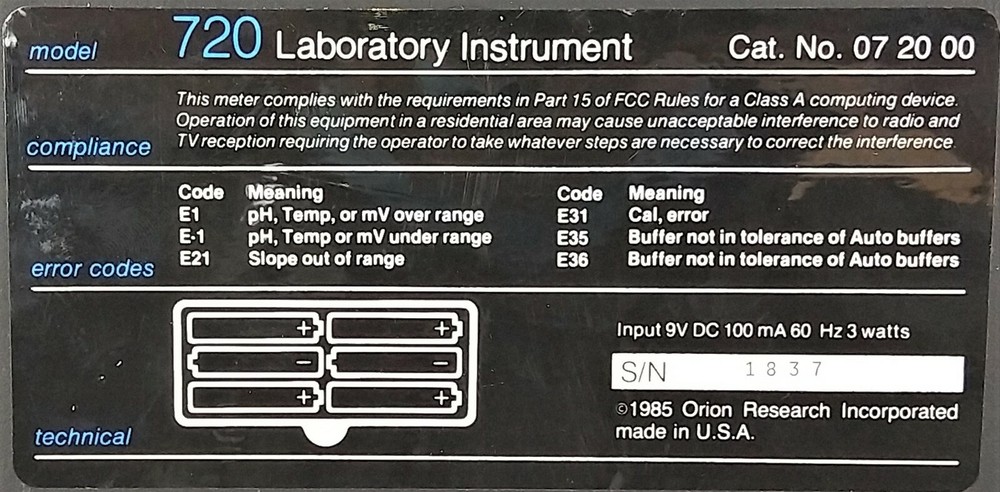 Orion SA 720 pH Meter
