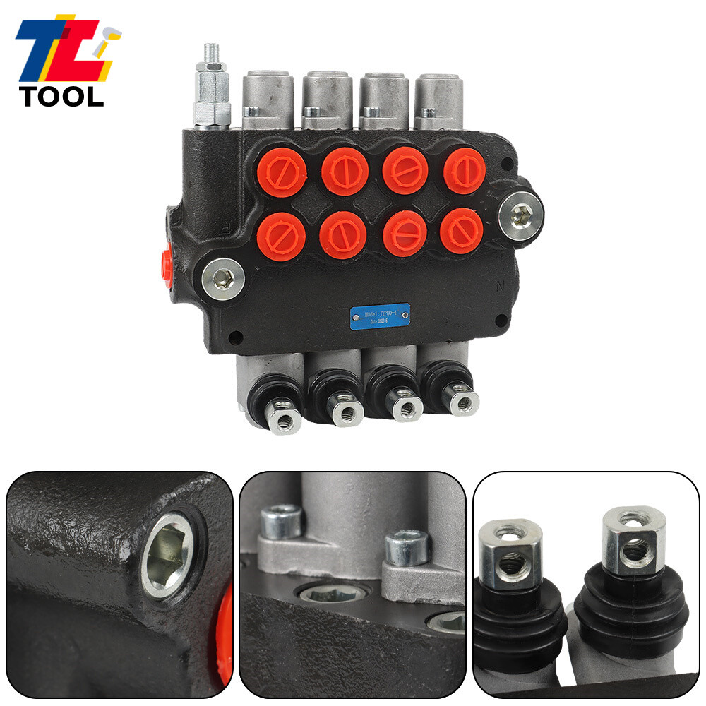 4 Spool 21 GPM 3600 PSI Hydraulic Control Valve Double Acting SAE Ports