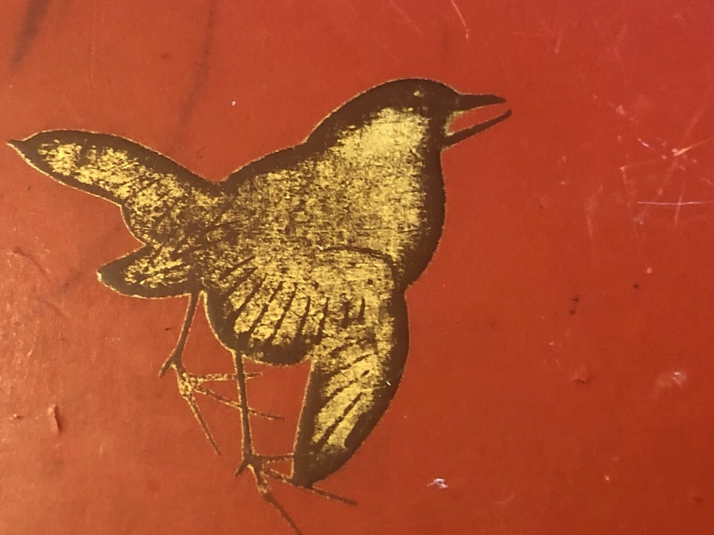 Antique Japanese Laquerware Rectangular Tray With Hand Painted Rooster