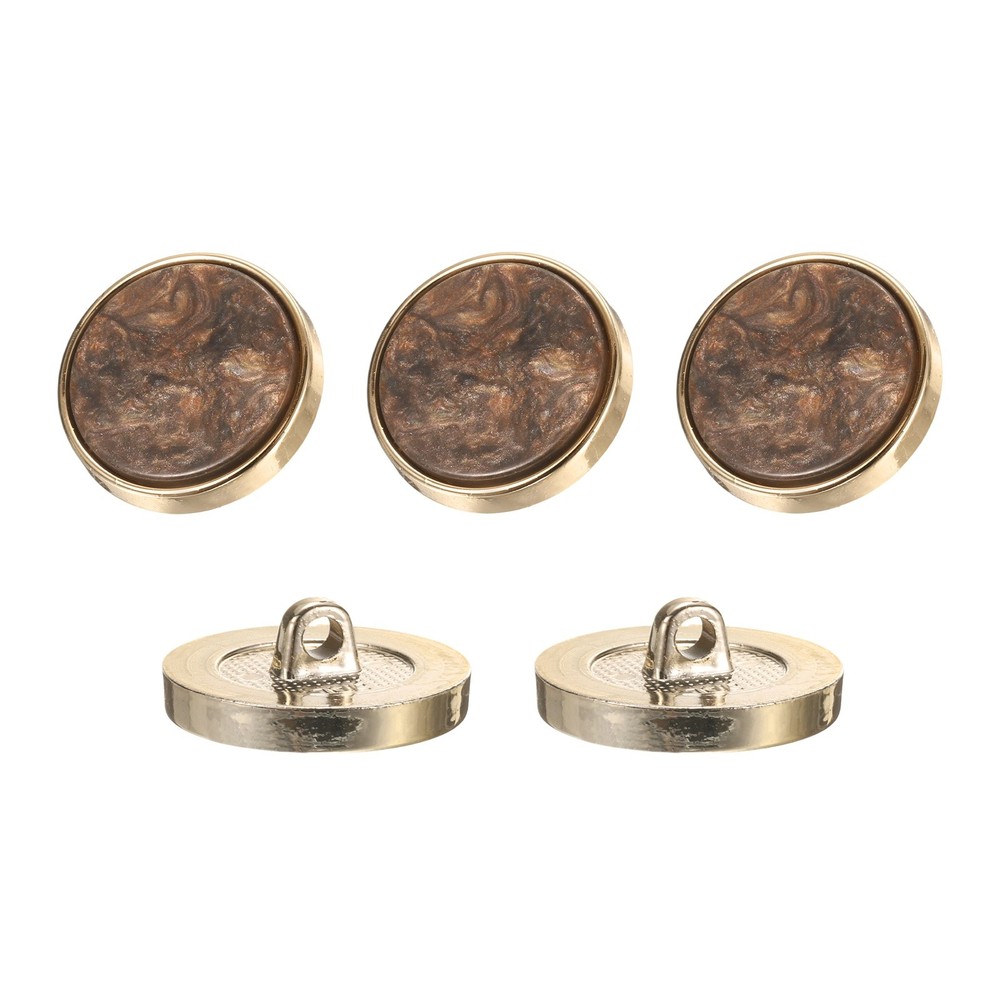 5Pcs Round Button, 23mm/0.9" Resin Decorative Pattern Button, Dark Coffee