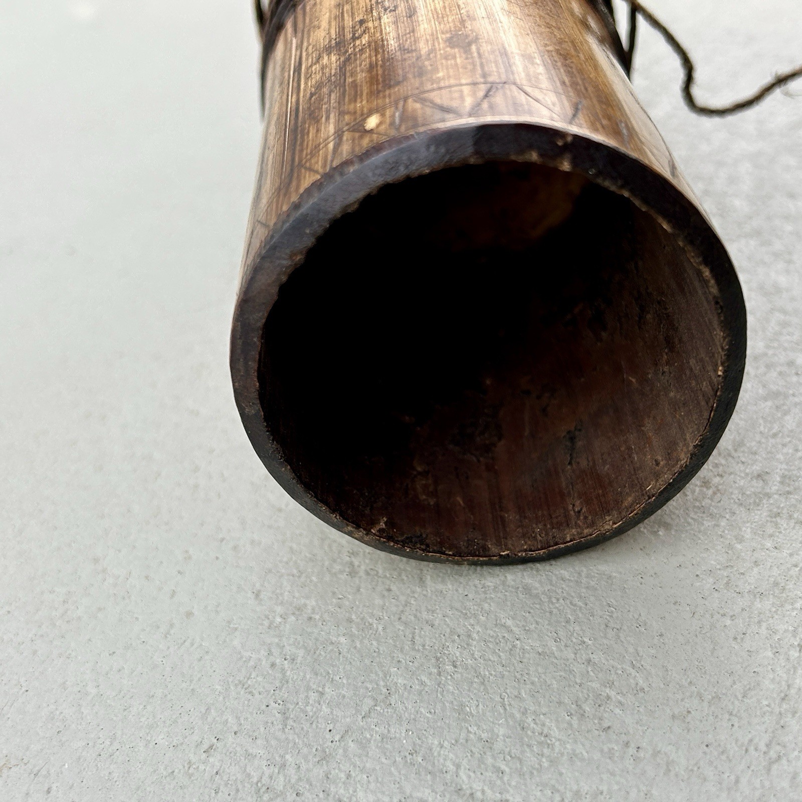 Borneo Dayak Bamboo Blowpipe Dart Quiver Tolor w/ 7 Darts Rattan 1960s Vintage