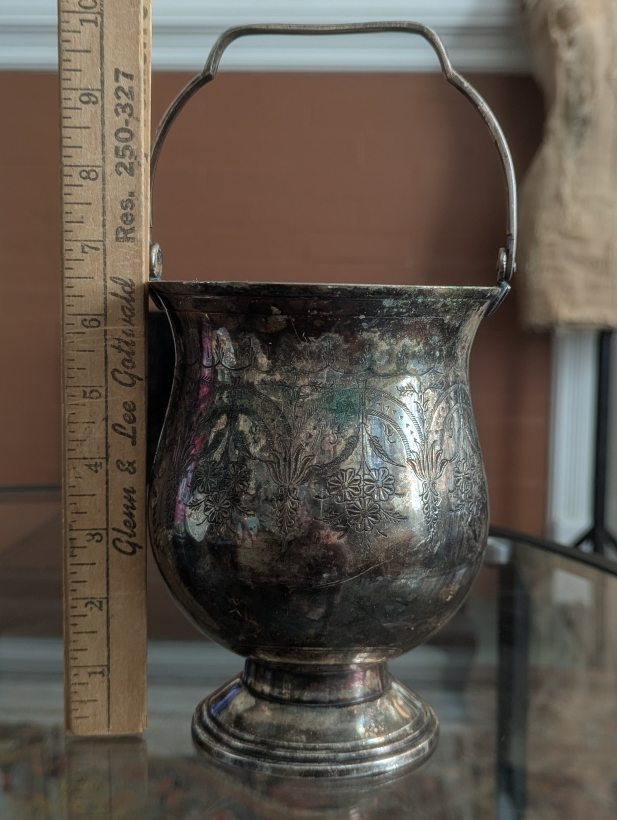 Antique Meriden Britannia Silverplate Buscuit Bucket India Pattern Victorian EPN