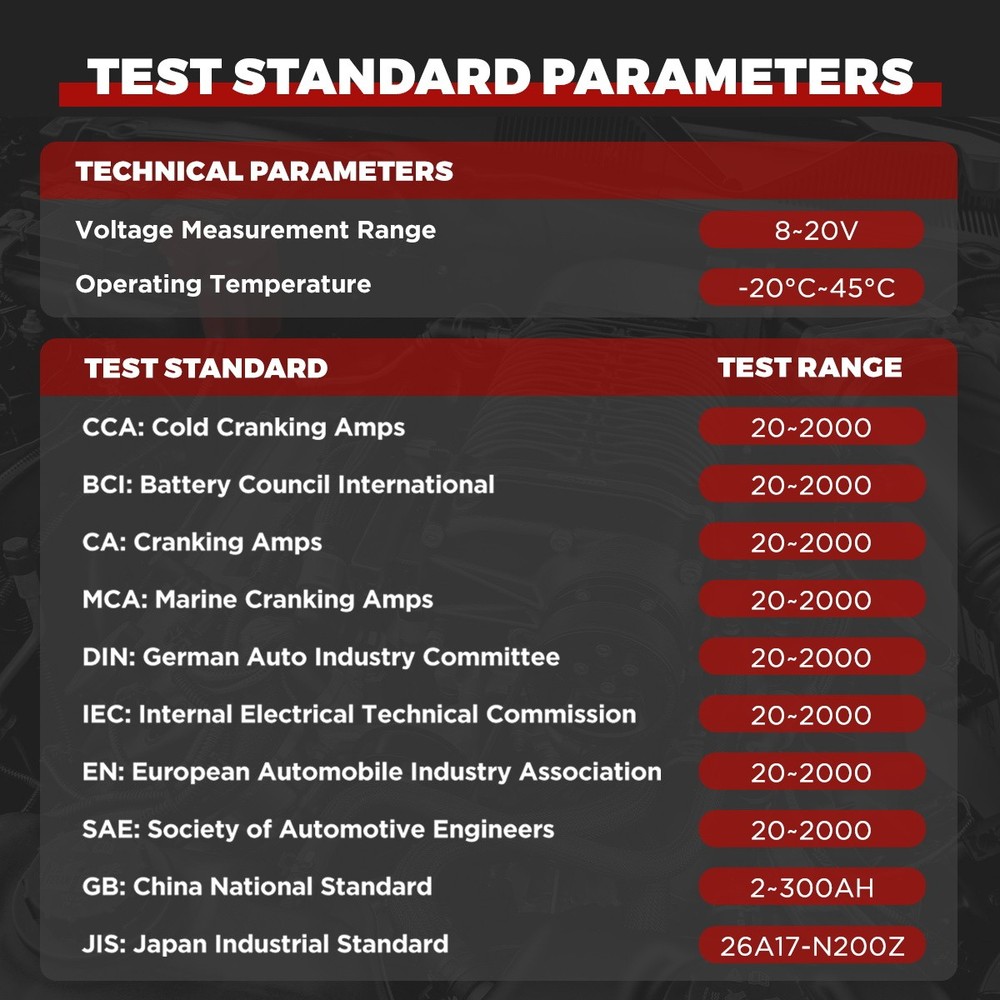 Battery System Tester Motorcycle Car Battery Diagnostic Tool CCA Test