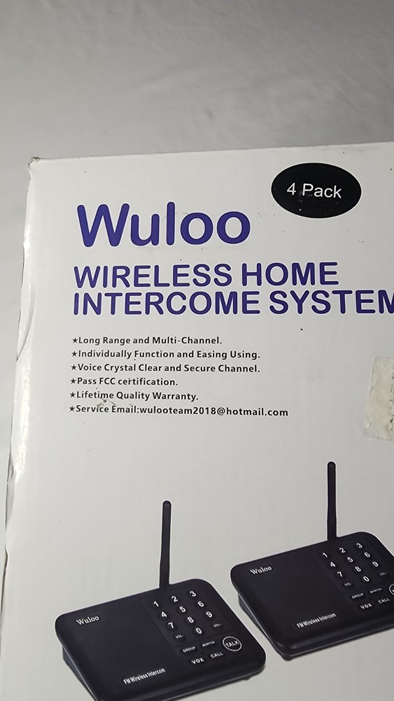 Wuloo Wireless Home Intercom System 4 Pack WL-666 ONE MILE RANGE