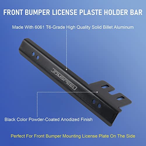 Front Bumper License Plate Mount Bracket Relocator Holder Bar Black