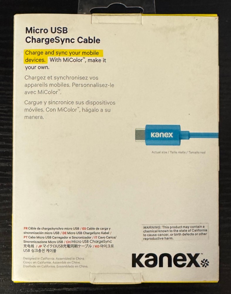 2/$19.99 Kanex"MiColor Micro USB ChargeSync 4' Cable" (KMUSBB4FBL)
