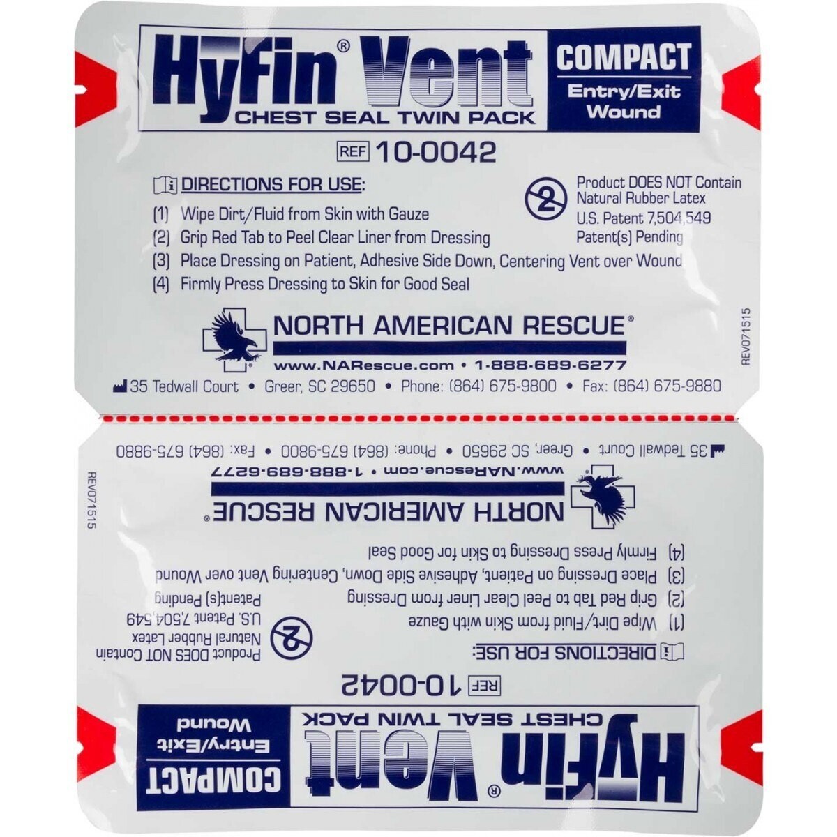 Hyfin Vent 10-0042 Chest Seal Twin Pack for Wounds - Pocket Size