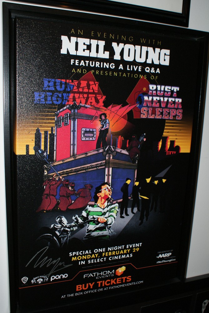 neil young signed canvas - special movie night and Q & A - hand signed in person