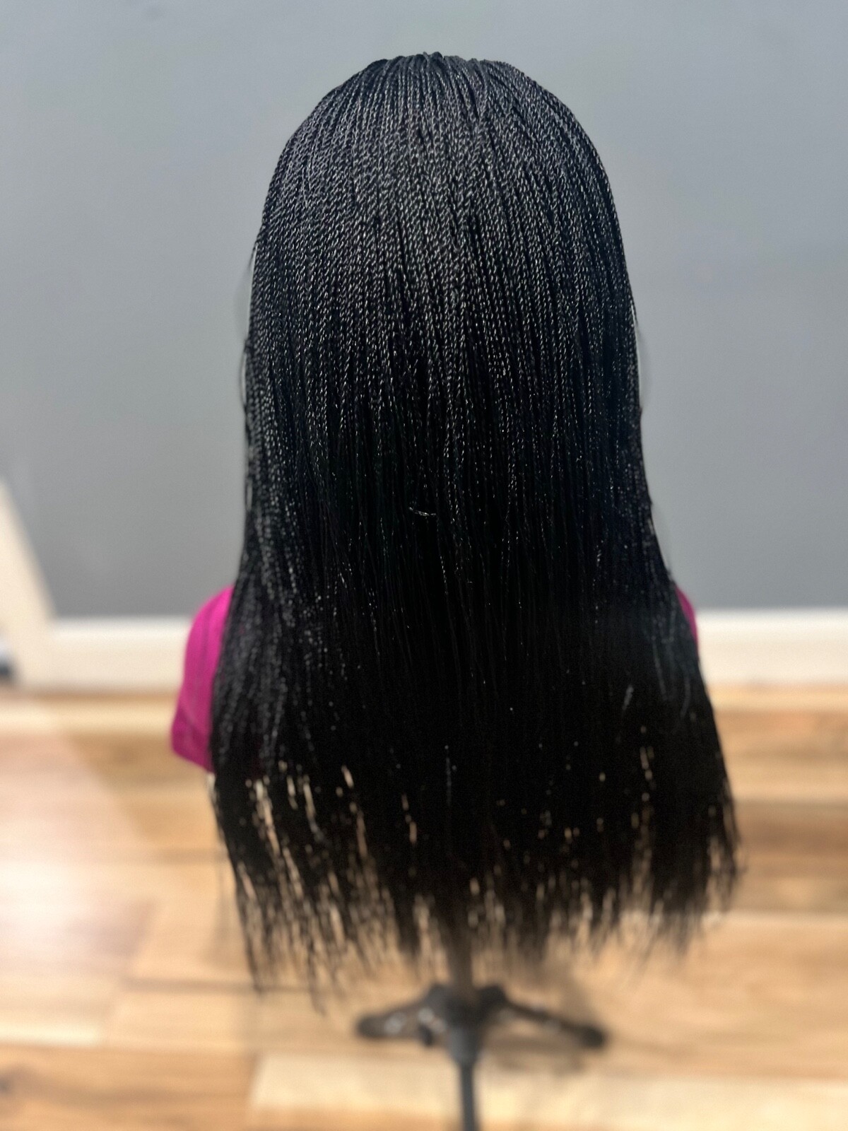 BRAIDED MICRO TWIST WIG . Madeon a full lace wig.length is 24”long..color black.