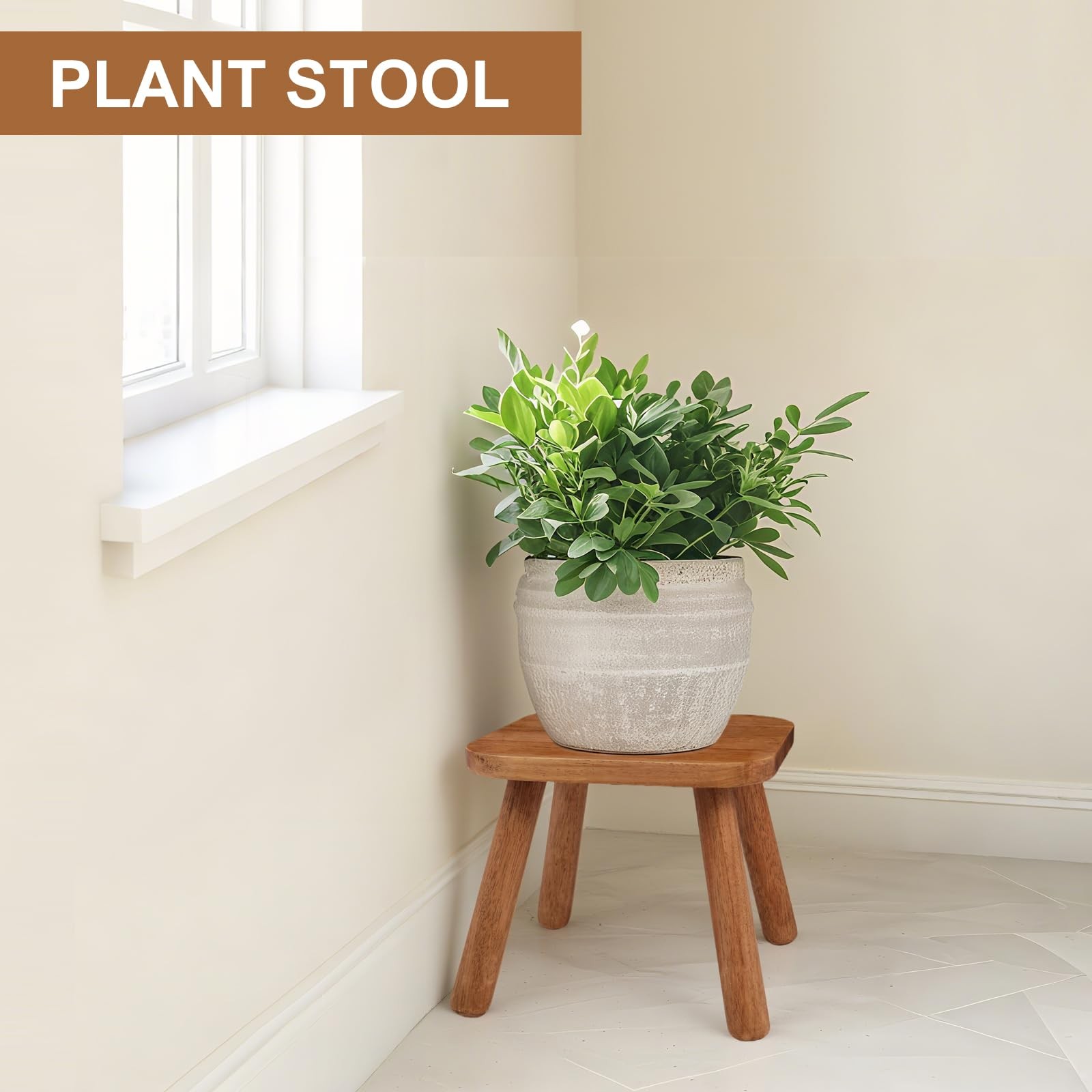 Solid Wood Step Stool Walnut 9.3inch Removable Portable Round Footstool