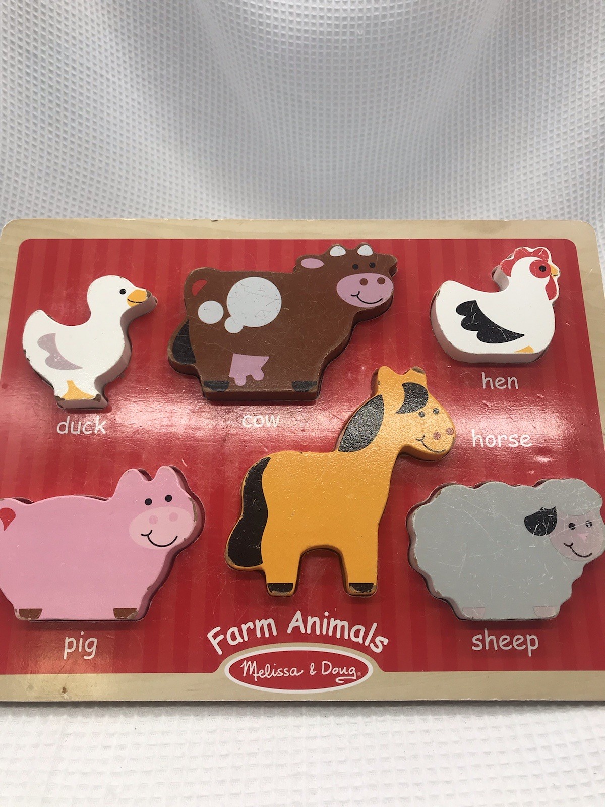 Wooden Chunky Peg Puzzle Lot 4 Melissa & Doug Zoo Farm Animals Pets Dinosaurs￼￼