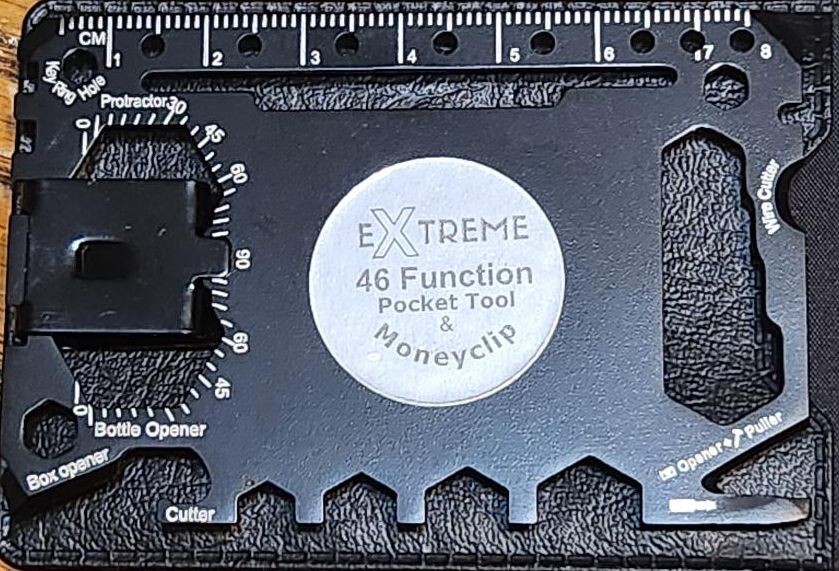 46 Function Credit Card Sized Survival Multitool with Removable Money Clip