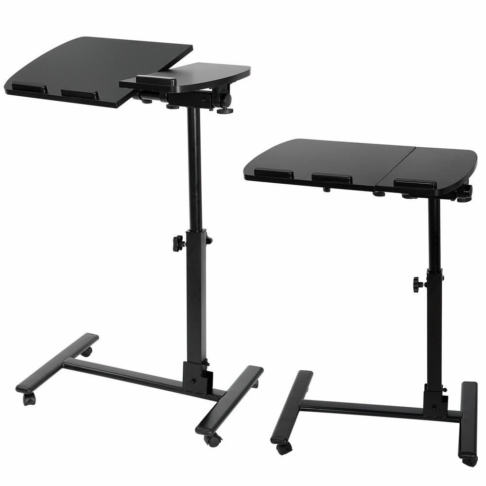 Angle Rolling Laptop Desk Table W/ Casters Notebook Stand Height Adjustable