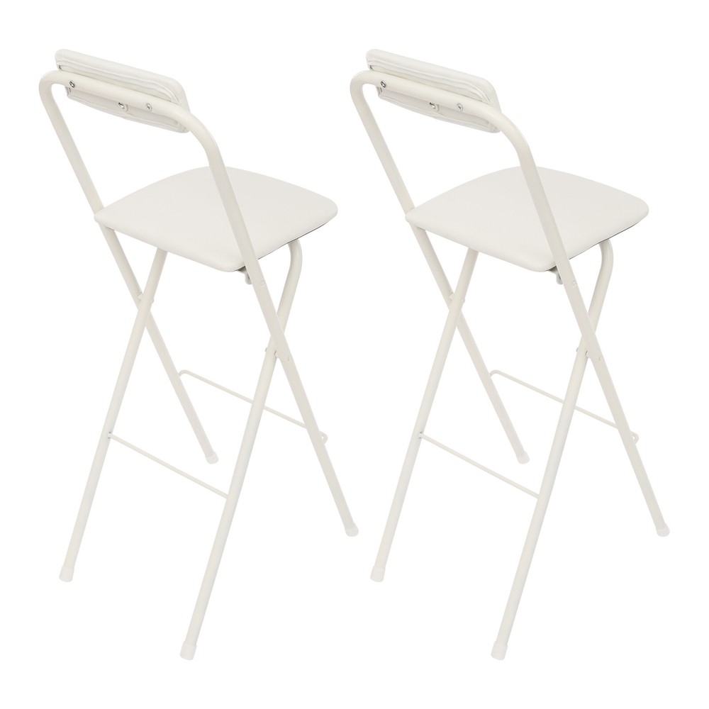 2PCS Modern Folding Bar Chairs, Space-Saving Design, Comfortable Seating White
